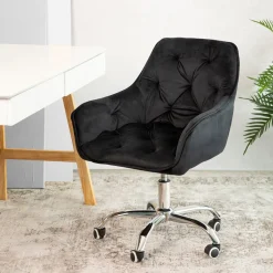 HOMLA Krzeslo Flossi Welurowe Obrotowe Czarne 57X65X90 Cm Czarny Online