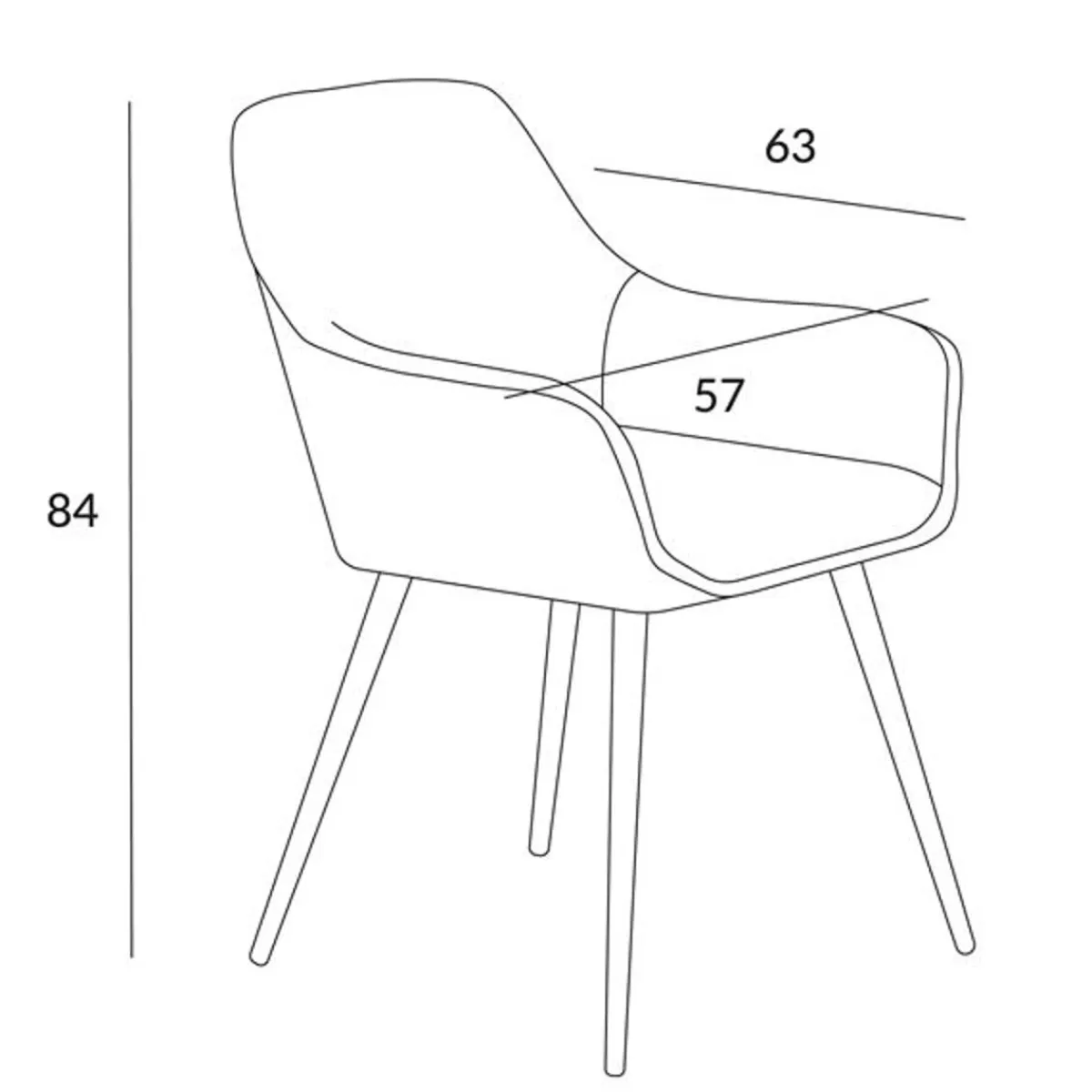 HOMLA Krzeslo Flossi Welurowe Szare 57X63X84 Cm Szary Discount