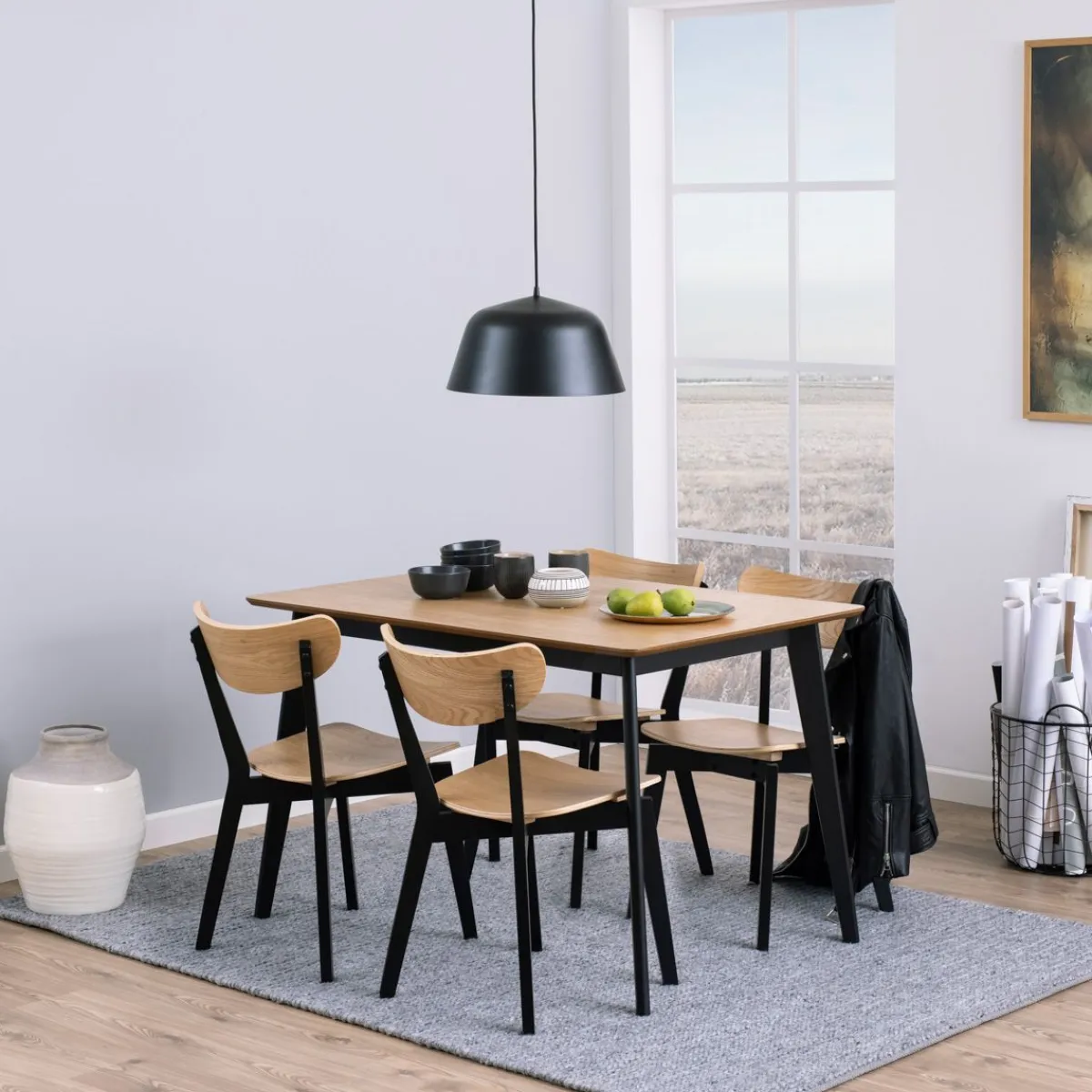 HOMLA Krzeslo Haveri! Drewniane Czarne-Naturalne 55X45X79,5 Cm Naturalny
