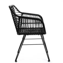 HOMLA Krzeslo Jardin Plecione Czarne 57X62X81 Cm Czarny