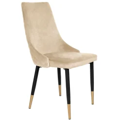 HOMLA Krzeslo Logan Welurowe Bezowe 44X44X92 Cm Bezowy Outlet
