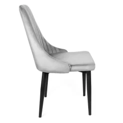 HOMLA Krzeslo Louis Welurowe Szare 44X59X88 Cm Szary Discount