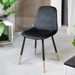 HOMLA Krzeslo Noir Welurowe Czarne 44X52X85Cm Czarny Best