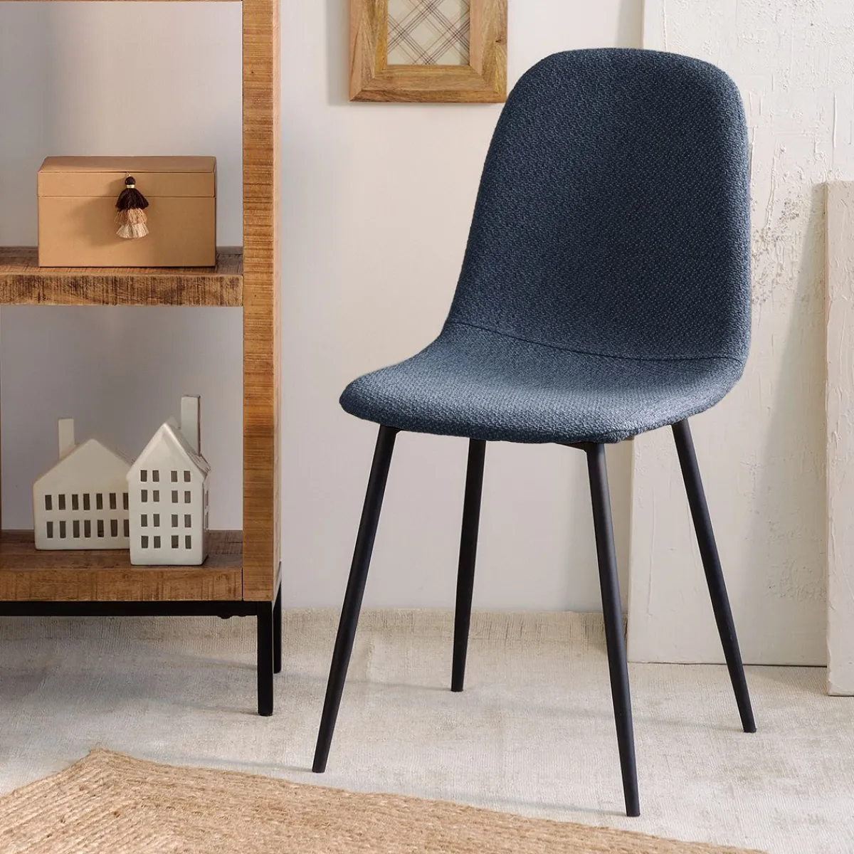 HOMLA Krzeslo Slank W Tkaninie Granatowe 44X52X85Cm Granatowy Best