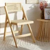 HOMLA Krzeslo Verdura Drewniane Z Naturalnym Rattanem 46X52X80 Cm Discount