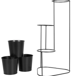 VILDE Kwietnik Loft 3-Poziomowy 21,5X22,5X45,5 Cm Czarny Hot