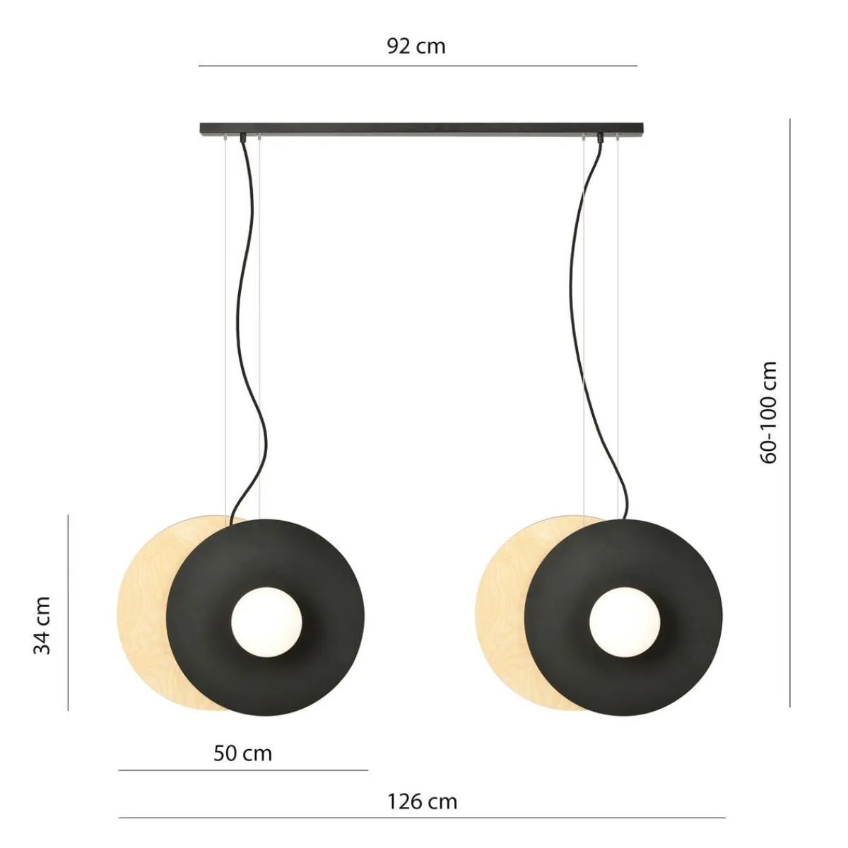 EMIBIG Lampa Sufitowa Soho 4-Punktowa Opal 126X60(100) Cm Czarny Discount