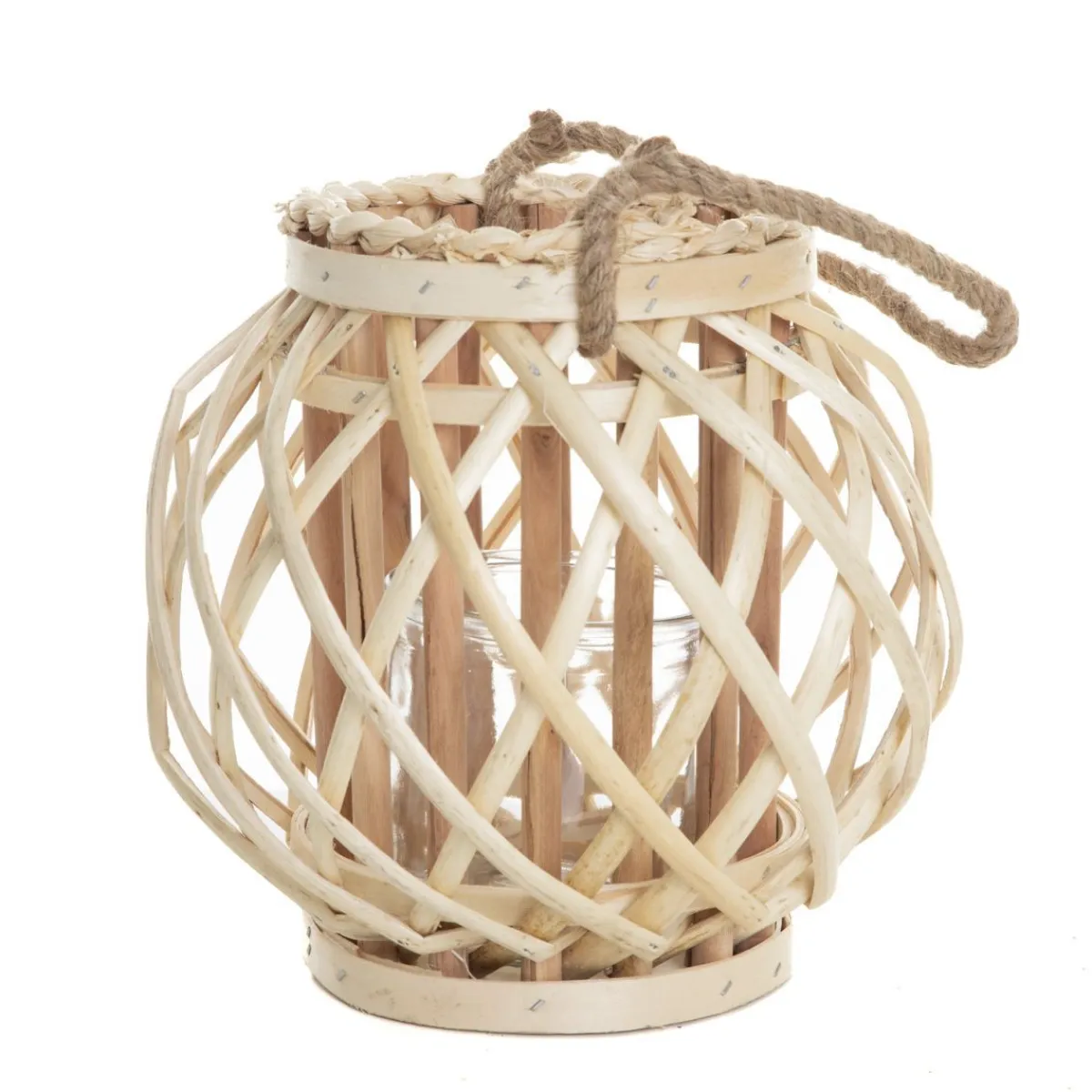 HOMLA Lampion Lagge Pleciony Naturalny Niski 22 Cm Outlet