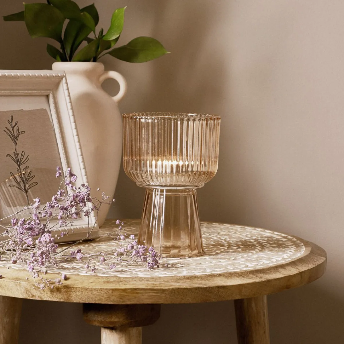 HOMLA Lampion Taza 10X13 Cm Bezowy Sale