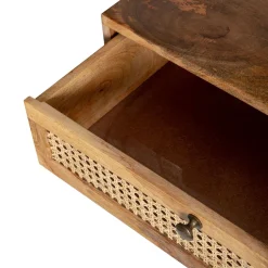 HOMLA Lawa Natte Drewniana Lite Drewno Mango Z Rattanem 120X45X45 Naturalny Discount