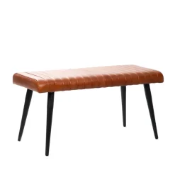 HOMLA Lawka Brizo W Obiciu Ze Skory Bawolej Brazowe 90X37X45 Cm Discount