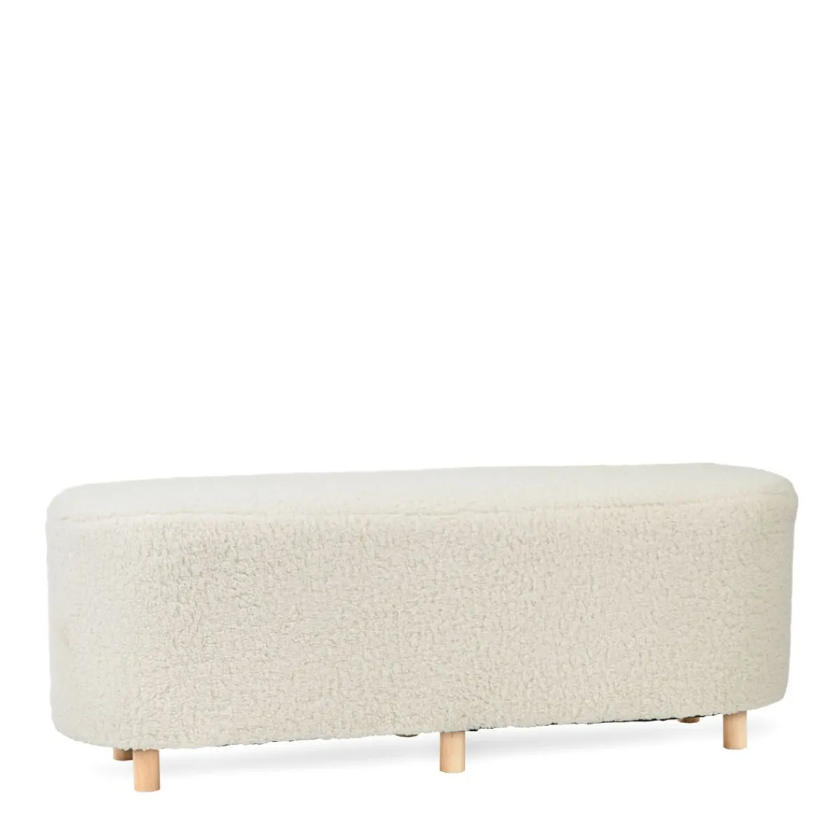 HOMLA Lawka Elsa Bezowa W Tkaninie Teddy 120X40X44 Cm Bezowy