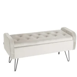 HOMLA Lawka Venlo Welurowa Bezowa 100X39X45Cm Bezowy New