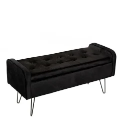 HOMLA Lawka Venlo Welurowa Czarna 100X39X45Cm Czarny New