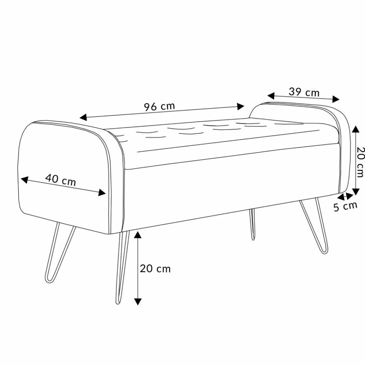 HOMLA Lawka Venlo Welurowa Czarna 100X39X45Cm Czarny New