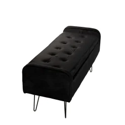 HOMLA Lawka Venlo Welurowa Czarna 100X39X45Cm Czarny New