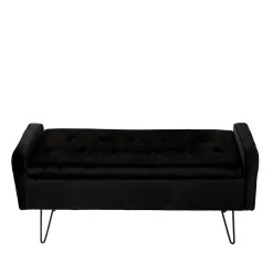 HOMLA Lawka Venlo Welurowa Czarna 100X39X45Cm Czarny New
