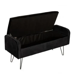 HOMLA Lawka Venlo Welurowa Czarna 100X39X45Cm Czarny New
