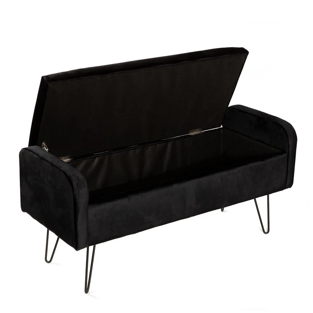 HOMLA Lawka Venlo Welurowa Czarna 100X39X45Cm Czarny New