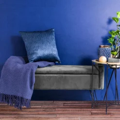 HOMLA Lawka Venlo Welurowa Szara 100X39X45Cm Szary Online