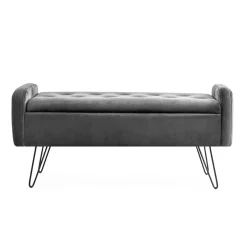 HOMLA Lawka Venlo Welurowa Szara 100X39X45Cm Szary Online