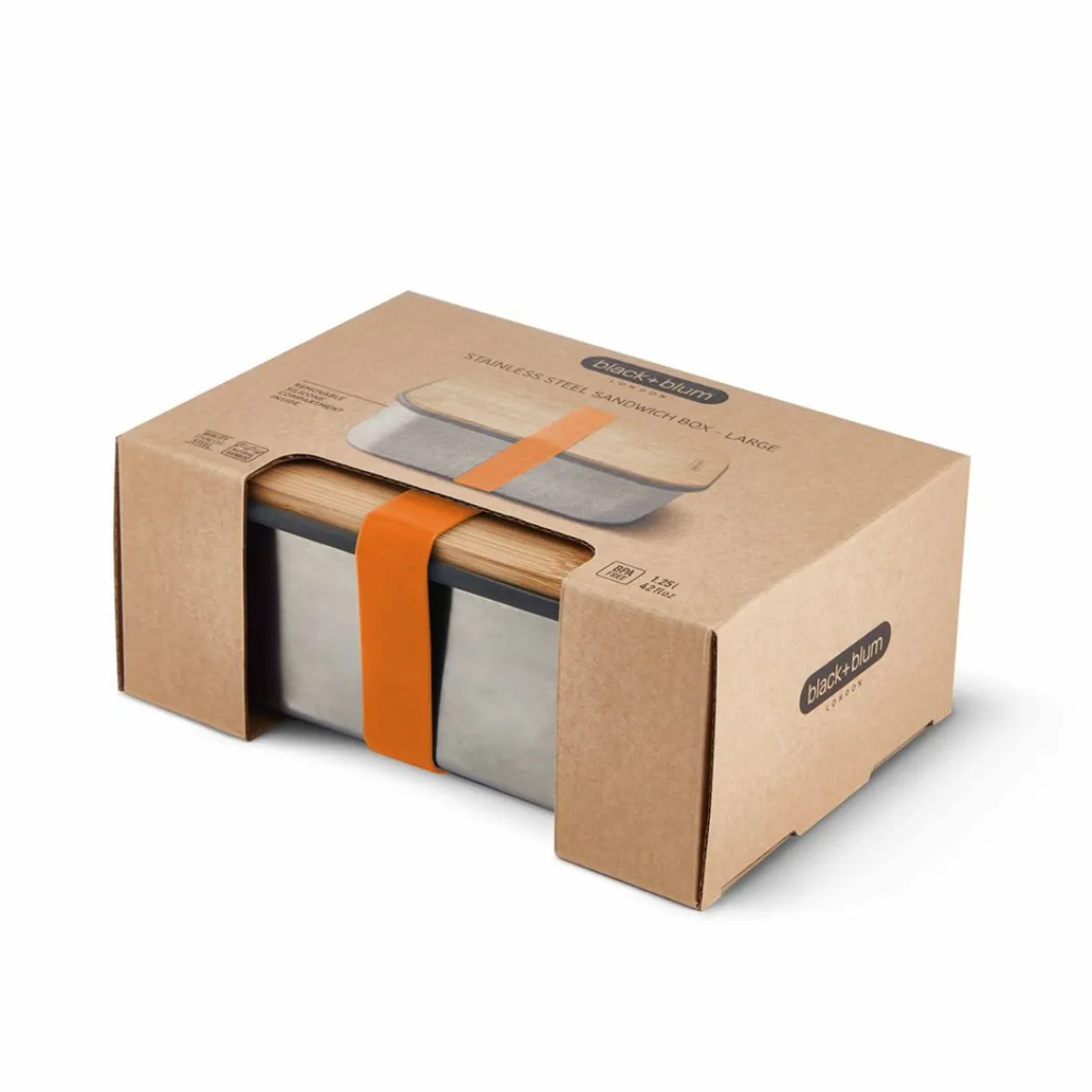 BLACK+BLUM Lunchbox Orange Stalowy Na Kanapke L 19X13,5X7,5 Cm Srebrny Online