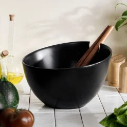 HOMLA Misa Mooka Do Salat Ceramiczna Z Przyborami Czarna 24 Cm Czarny Outlet