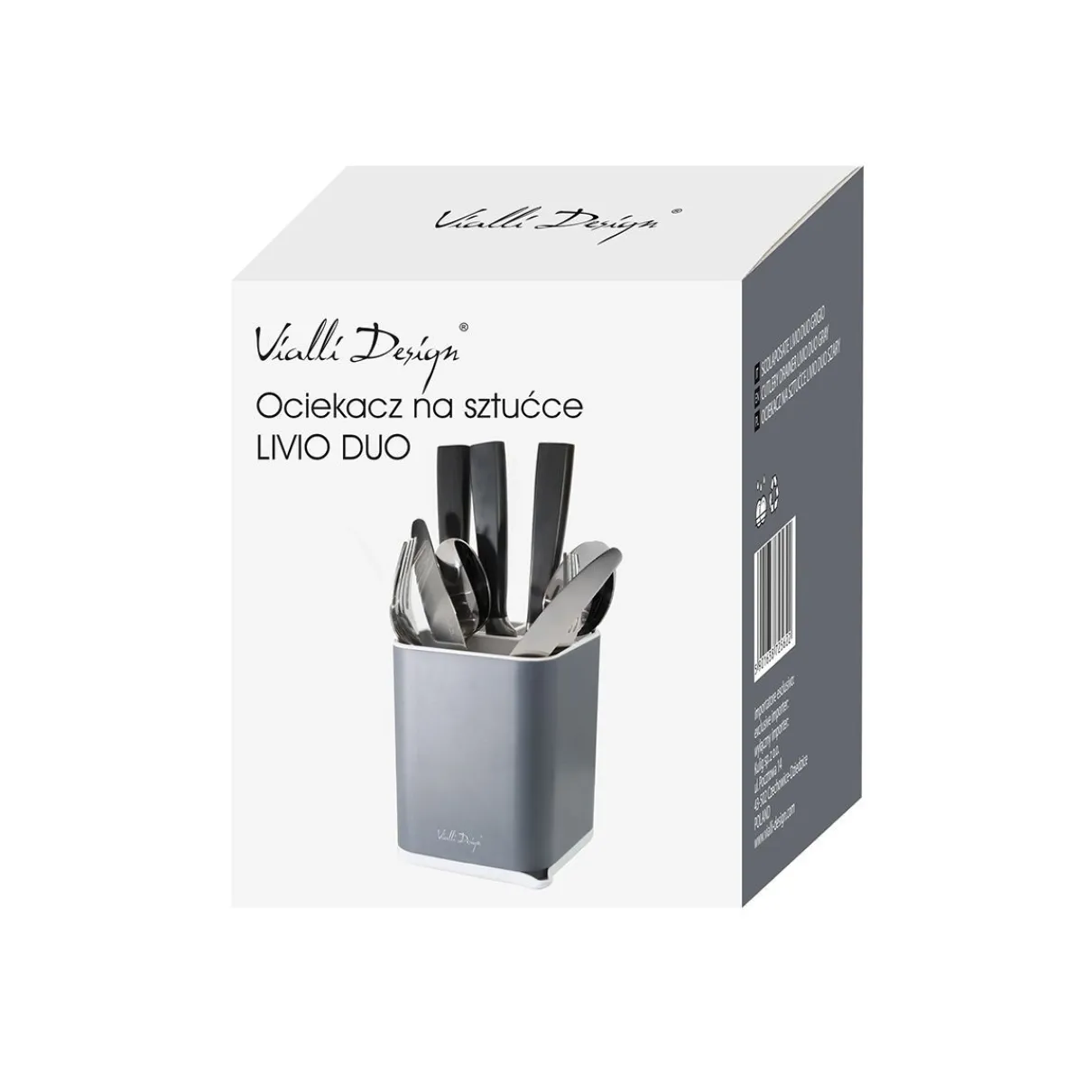 VIALLI DESIGN Ociekacz Livio Duo Na Sztućce 11X11 Cm Szary