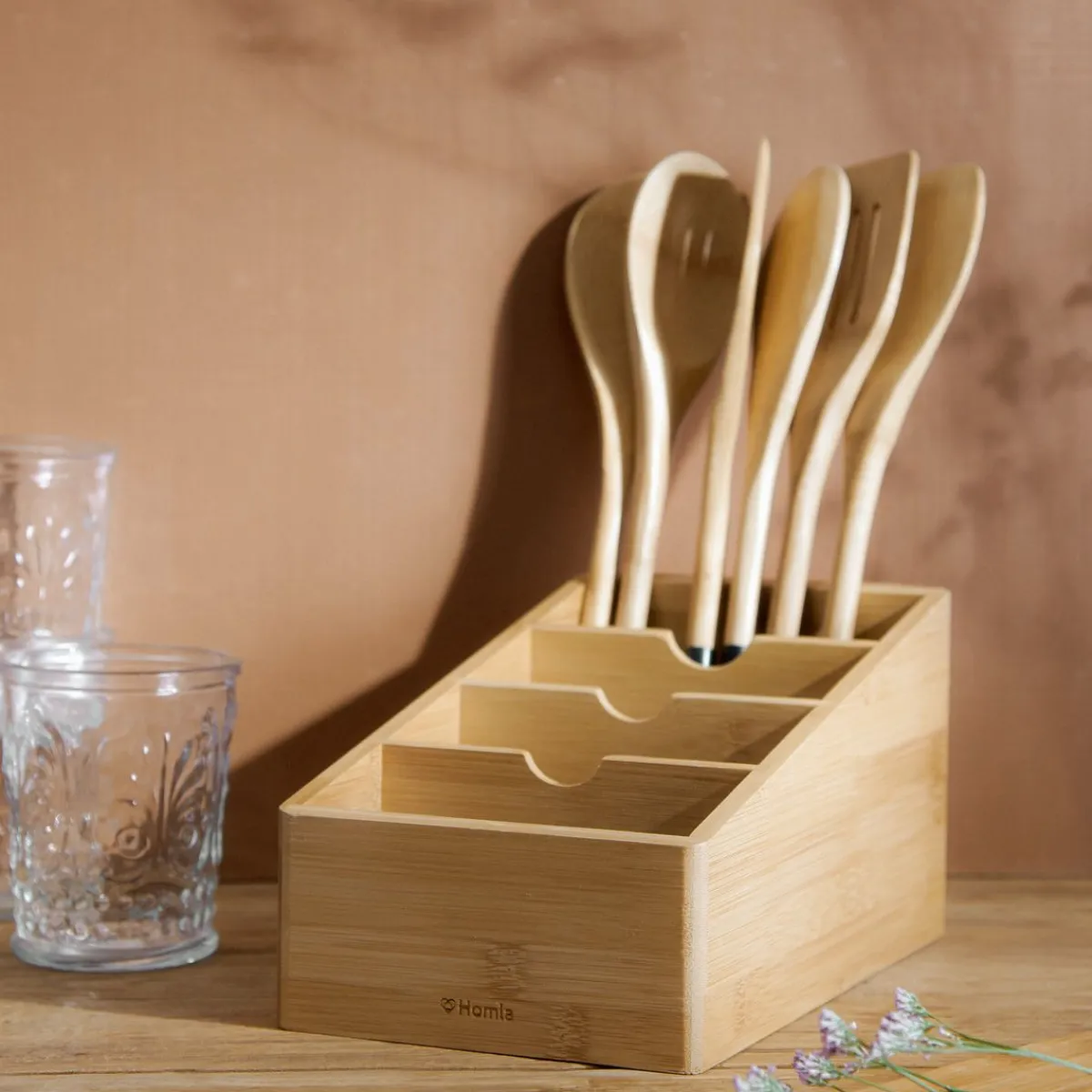 HOMLA Organizer Bambou Kuchenny Bambusowy 25X13 Cm Naturalny Hot