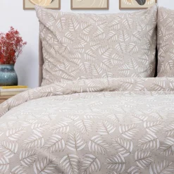 HOMLA Pościel Coraline Bawelniana Bezowa W Liscie 200X220 Cm Sale