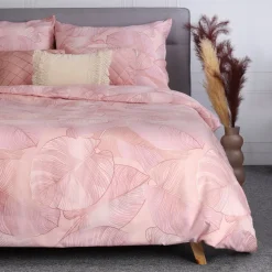 HOMLA Pościel Gallo Z Mikrofibry Rozowa W Liscie 160X200 Cm Rozowy Clearance