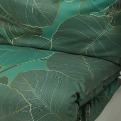 HOMLA Pościel Gallo Z Mikrofibry Zielona W Liscie 160X200 Cm Zielony Best