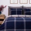 HOMLA Pościel Vella Flanelowa Niebiesko-Bezowa W Krate 200X220 Cm + 2 X 50X60 Cm