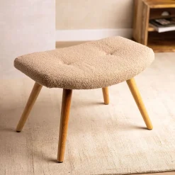 HOMLA PodNożek Moss Teddy Boucle W Tkaninie Teddy 61X41X38 Cm Bezowy Sale