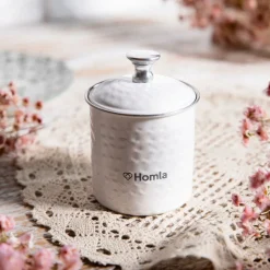 HOMLA Pojemnik Casay Bialy Z Pokrywka 7X8,5 Cm Discount