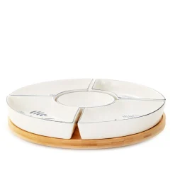 HOMLA Polmisek Fincan Z Miseczkami W Listki 30Cm Bialy Hot