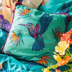 HOMLA Poszewka Frida Kahlo Z Kolibrami Turkusowa 45X45 Cm Online