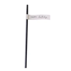 GINGER RAY Slomki Birthday Papierowe "Happy Birthday" 16 Szt. Czarny Outlet