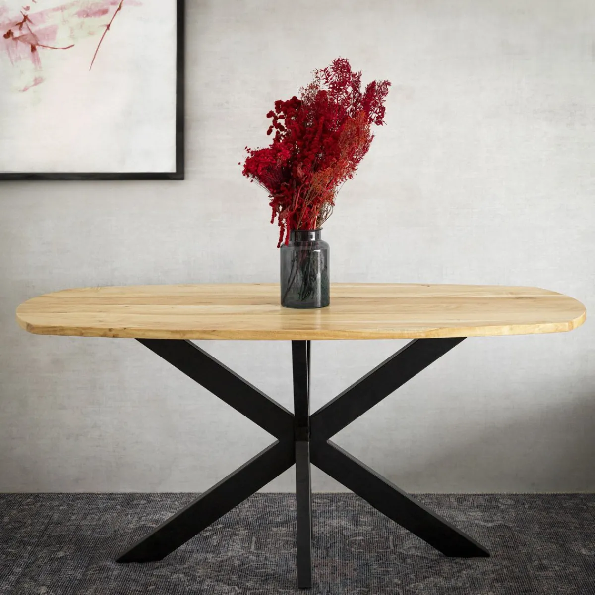 HOMLA Stol Glima Lite Drewno Akacji + Metal 140X70X76 Cm New