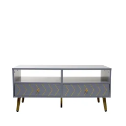 HOMLA Stolik Kawowy Bodo Grafitowy Z Metalowymi Nogami 100X50X45 Cm Szary New