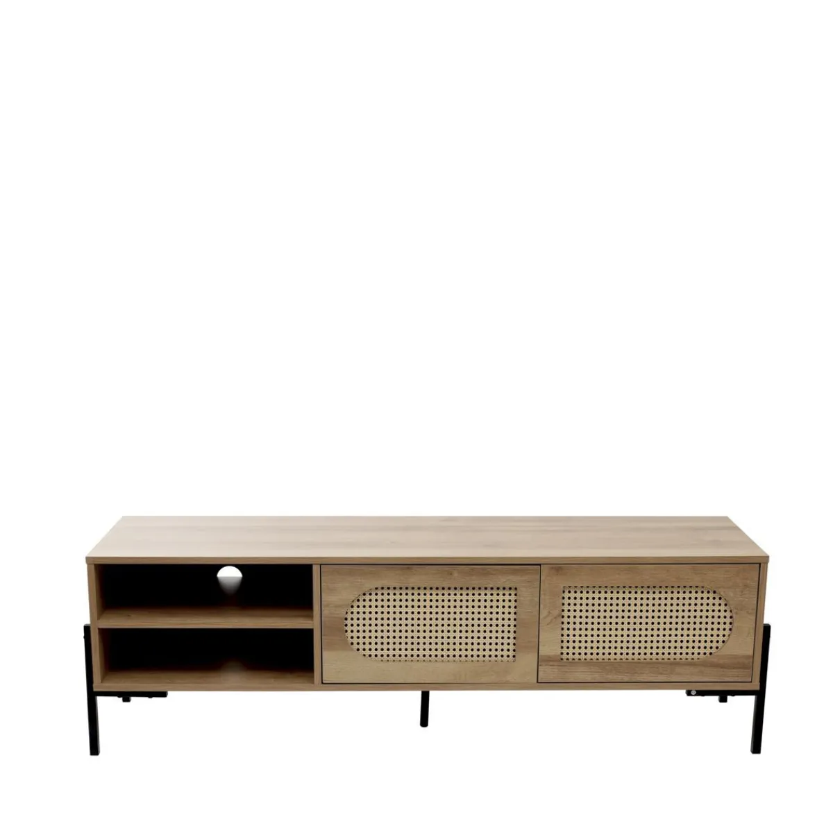 HOMLA Szafka Rtv Haga Z Rattanem I Z Metalowymi Nogami 140X40X44 Cm Naturalny Clearance
