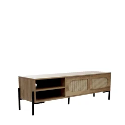 HOMLA Szafka Rtv Haga Z Rattanem I Z Metalowymi Nogami 140X40X44 Cm Naturalny Clearance