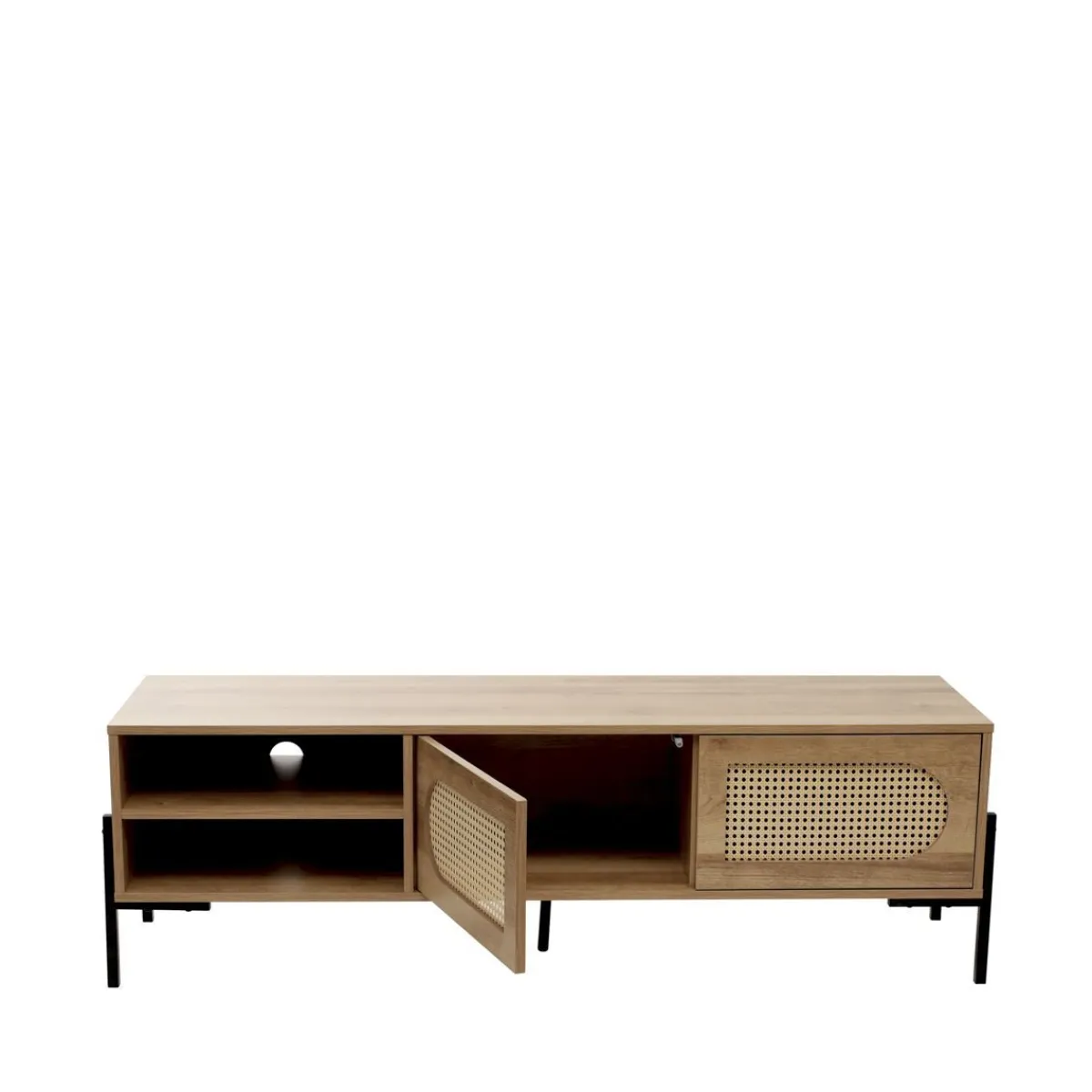 HOMLA Szafka Rtv Haga Z Rattanem I Z Metalowymi Nogami 140X40X44 Cm Naturalny Clearance