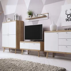 HOMLA Szafka Rtv Primo! Dab Riviera 107X50X40 Cm Bialy Clearance