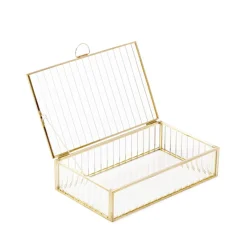 HOMLA Szkatulka Na Bizuterie Grazia Ze Szkla Prazkowanego 20X12X5 Cm Zloty Best
