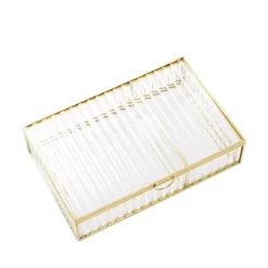 HOMLA Szkatulka Na Bizuterie Grazia Ze Szkla Prazkowanego 23X15X5 Cm Zloty Best