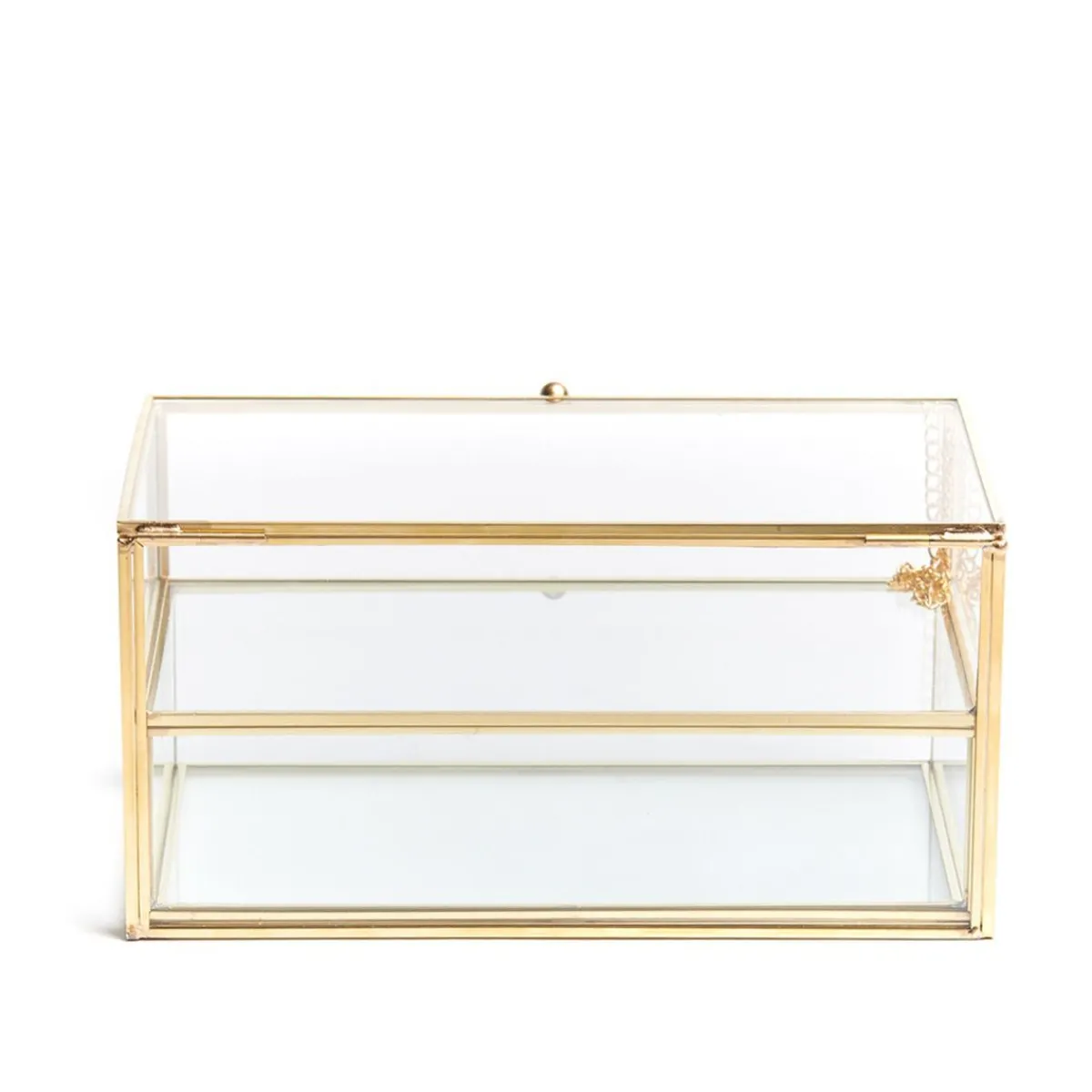 HOMLA Szkatulka Na Bizuterie Grazia Z Szufladka Zlota 21X10X10,5 Cm Przezroczysty Sale