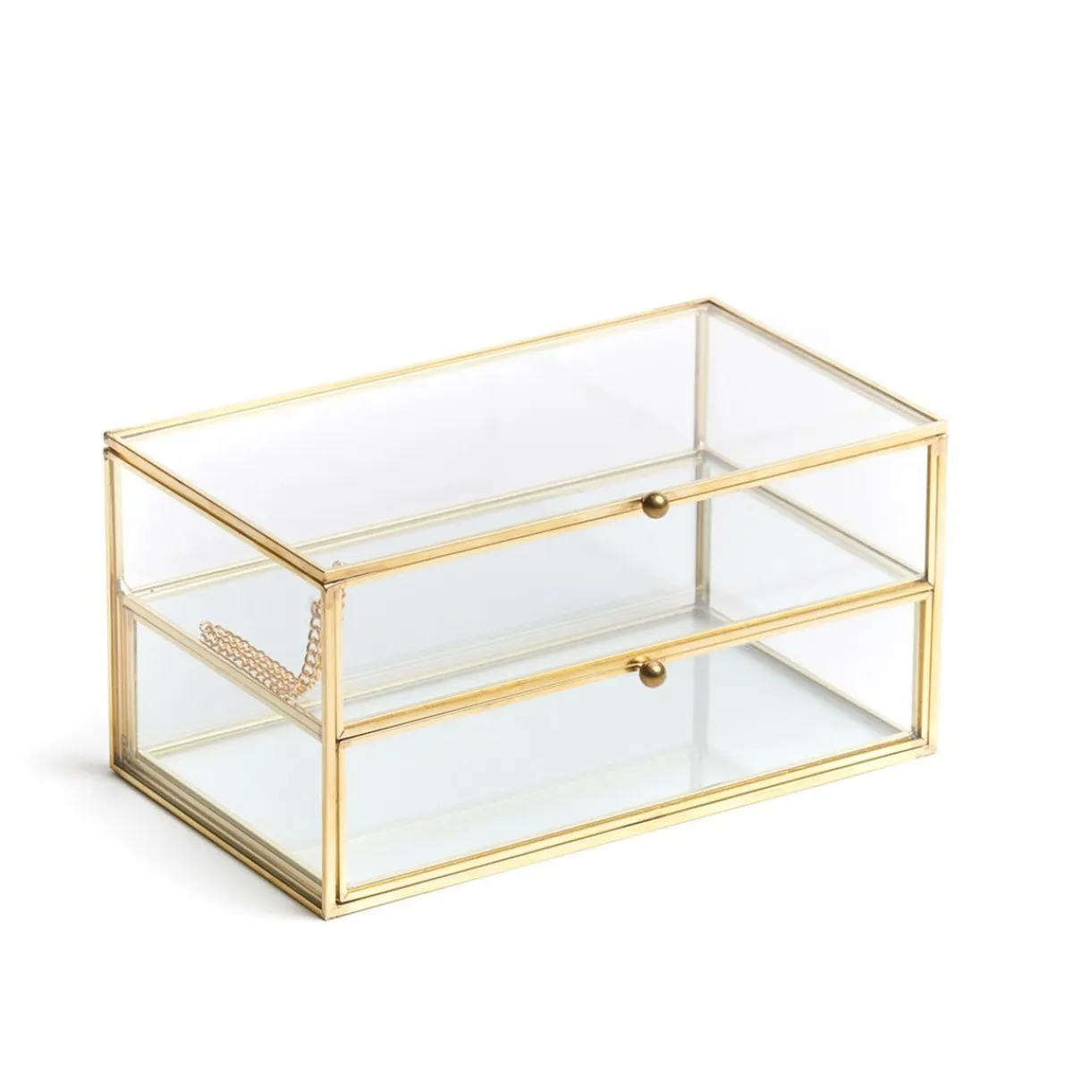 HOMLA Szkatulka Na Bizuterie Grazia Z Szufladka Zlota 21X10X10,5 Cm Przezroczysty Sale