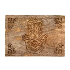 HOMLA Szkatulka Na Bizuterie Hamsa Z Drewna Mango Zlobiona 22X14X8 Cm Naturalny Hot