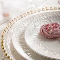 HOMLA Talerz Sylia Obiadowy Z Ornamentem 27 Cm Bialy Best